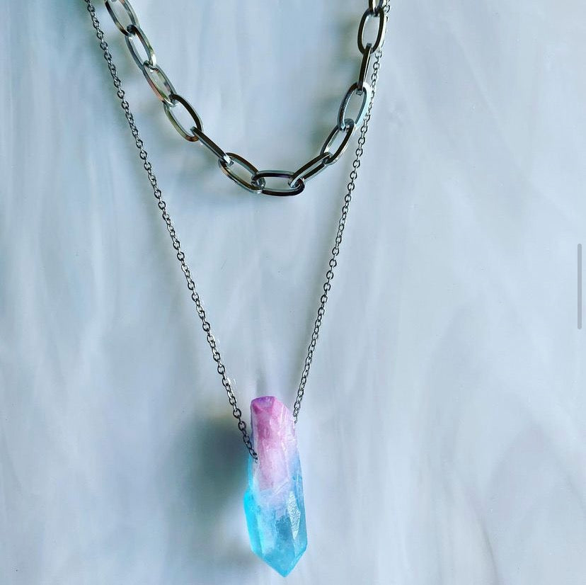 Cotton Candy Aura Quartz on 20